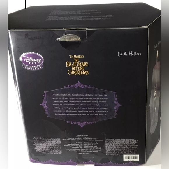 DISNEY RARE NIGHTMARE BEFORE CHRISTMAS CANDLE HOLDERS JACK & SALLY OPEN BOX - Picture 7 of 9